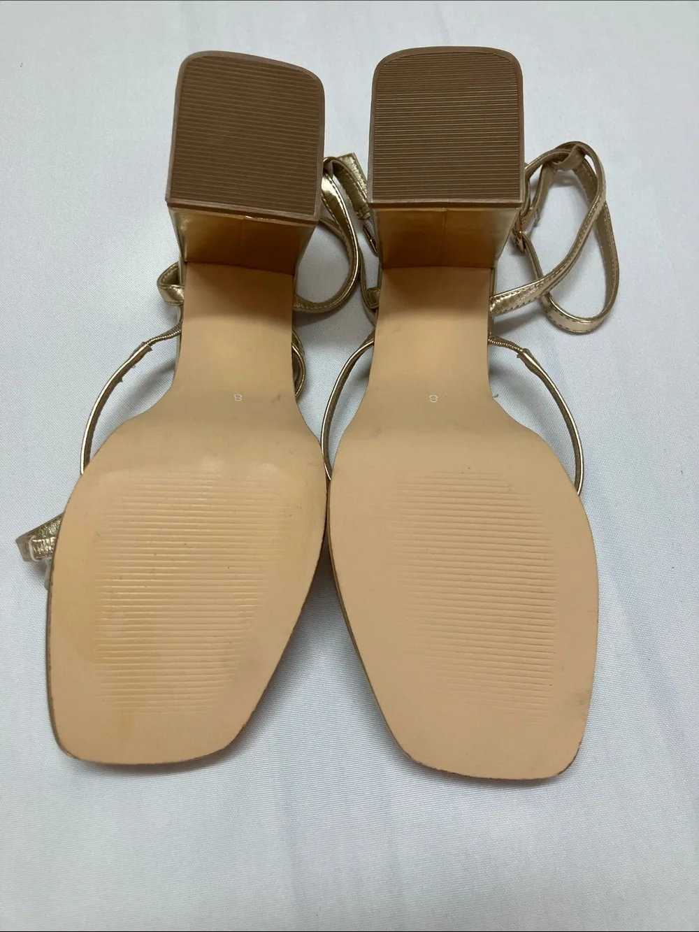 Metallic Gold Platform Block Heel Sandal with Ankle Strap - Women